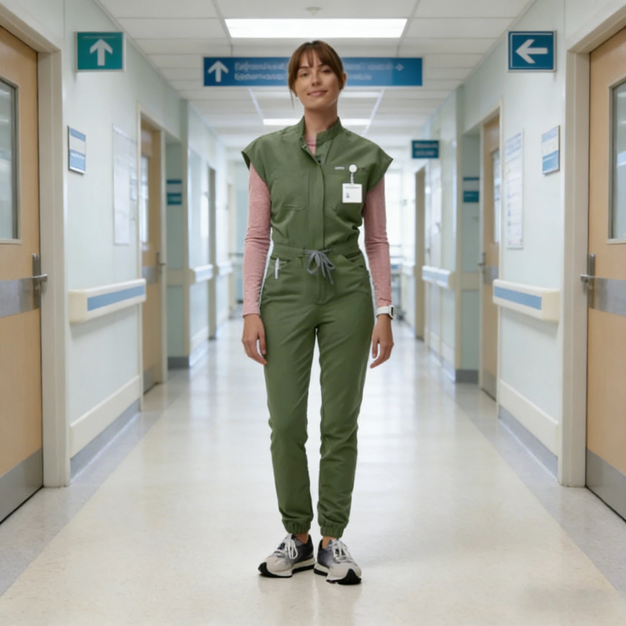 Women's Nurse Uniform Set - Bat Sleeve One-Piece Design for Handwashing & Daily Care | High-Qility Workwear