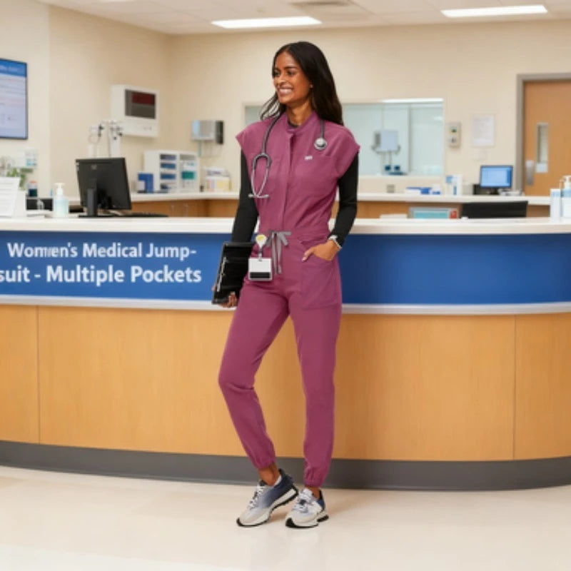 Women's Nurse Uniform Set - Bat Sleeve One-Piece Design for Handwashing & Daily Care | High-Qility Workwear