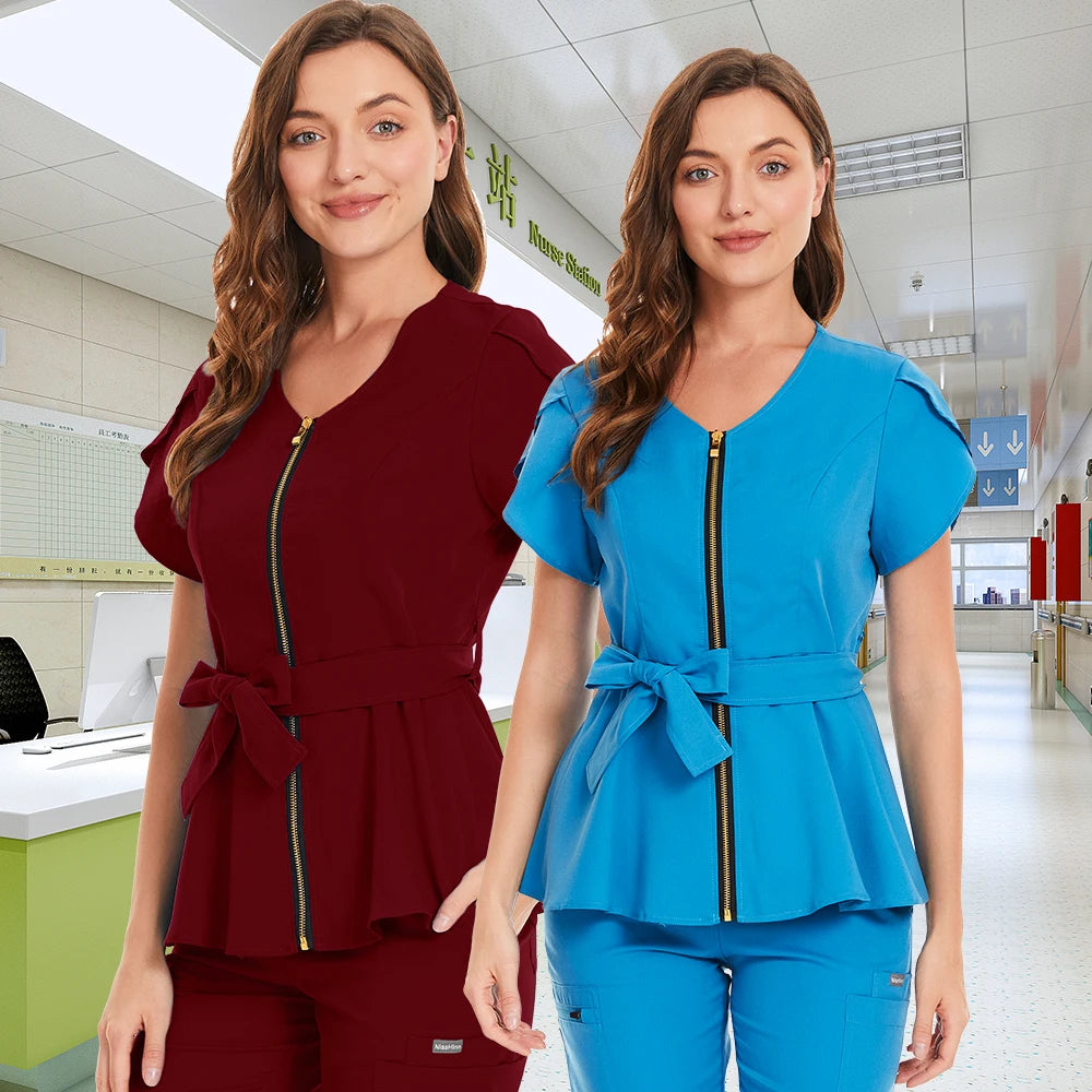 Scrub premium Elegance - Ziper e Ajuste na Cintura