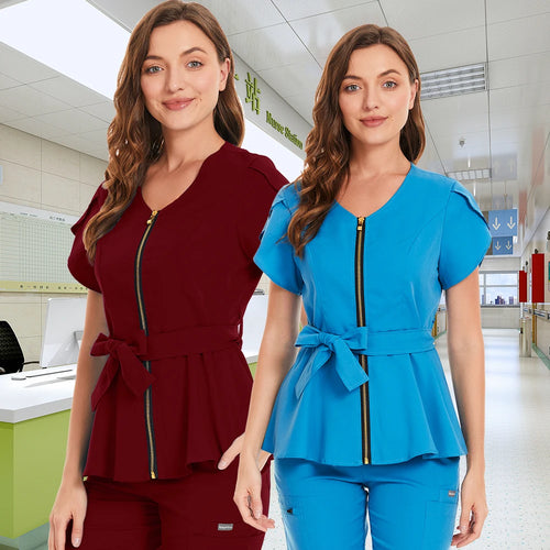 Scrub premium Elegance - Ziper e Ajuste na Cintura