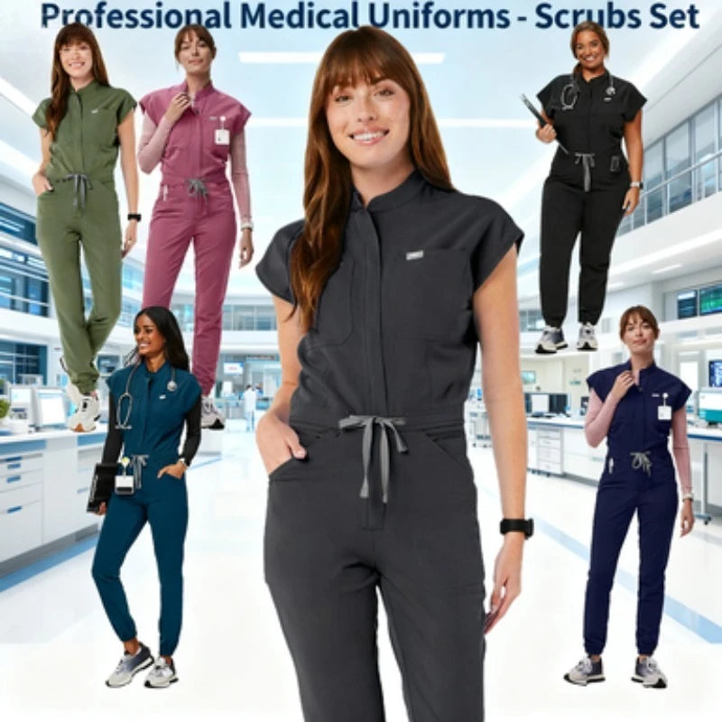 Women's Nurse Uniform Set - Bat Sleeve One-Piece Design for Handwashing & Daily Care | High-Qility Workwear