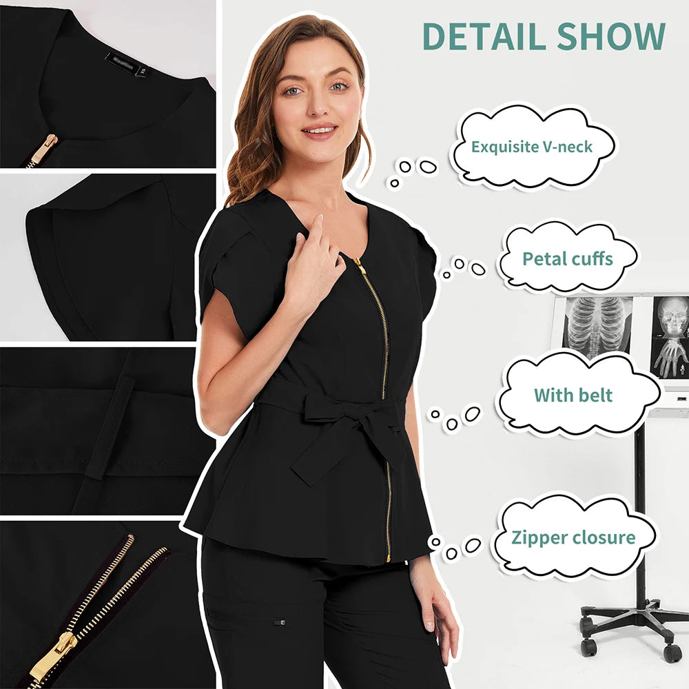 Scrub premium Elegance - Ziper e Ajuste na Cintura